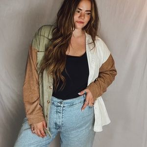 Plus Colorblock Corduroy Shacket